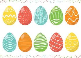 A set of Easter eggs in a flat style. A set of colored Easter eggs on a white background. Vector illustration