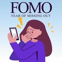 FOMO Fear of Missing Out Online Information Internet Illustration vector