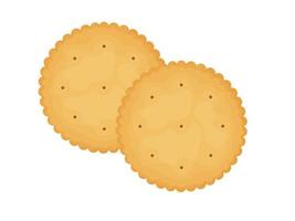 Round crackers. Two crackers. Illustration of food, snacks. Healthy snack. vector