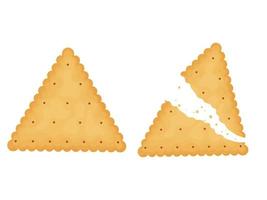 Triangular crackers. Two crackers. Illustration of food, snacks. Healthy snack. vector