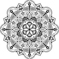 elegante diseño de arte vectorial de mandala floral en blanco y negro vector