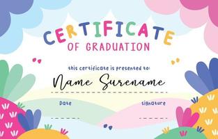 plantilla de certificado para estudiantes de jardín de infantes vector