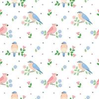 Spring Bird Seamless Pattern vector