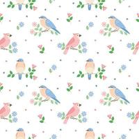 Spring Bird Seamless Pattern vector