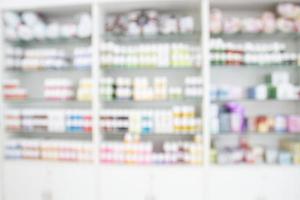 blurry medicine cabinet and store medicine and pharmacy drugstore for background photo
