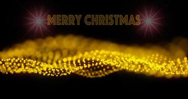 hermoso bokeh y partículas de oro y feliz navidad foto