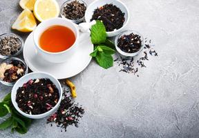 Tea with lemon and mint photo