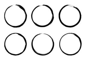 conjunto de colección de marcos de borde de pincel de grunge de círculo aislado. vector premium