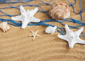 Fishing net with starfish photo