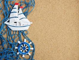 Fishing net with summer decorations photo