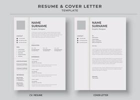 Resume and Cover Letter Template, Minimalist resume cv template, Cv professional jobs resumes vector