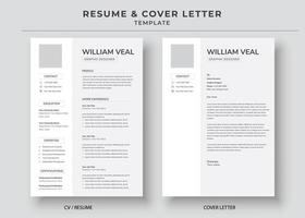 Resume and Cover Letter Template, Minimalist resume cv template, Cv professional jobs resumes vector