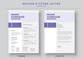 plantilla de currículum y carta de presentación, plantilla de cv de currículum minimalista, currículum de trabajos profesionales de cv vector