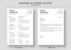 Resume and Cover Letter Template, Minimalist resume cv template, Cv professional jobs resumes vector