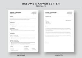 Resume and Cover Letter Template, Minimalist resume cv template, Cv professional jobs resumes vector