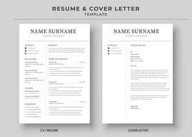 Resume and Cover Letter Template, Minimalist resume cv template, Cv professional jobs resumes vector