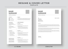 Resume and Cover Letter Template, Minimalist resume cv template, Cv professional jobs resumes vector