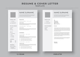 Resume and Cover Letter Template, Minimalist resume cv template, Cv professional jobs resumes vector