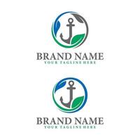 eco recycling anchor logo vector