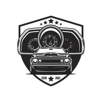 logotipo de coche y velocímetro vector