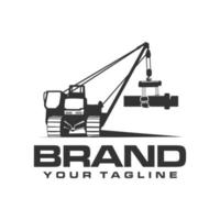 heavy equipment lift pipe logo vector