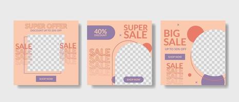 Abstract sale social media post template collection vector