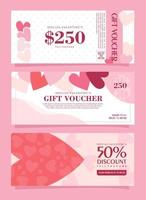 Valentines Day Voucher Banner Vector Set