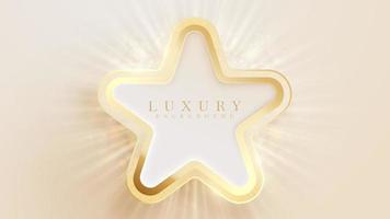 Golden stars with bokeh decoration and glitter light effect. Luxury style 3d background. vector