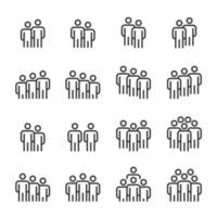 iconos de personas, equipo de grupo de trabajo de persona, símbolo de diseño perfecto conjunto simple para usar en el informe de logotipo de infografía de sitio web, ilustración de vector de icono de línea