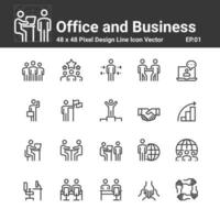 iconos de oficina y negocios, símbolo de multitud de personas diseño perfecto conjunto simple para usar en el informe de infografía del sitio web, ilustración de vector de línea