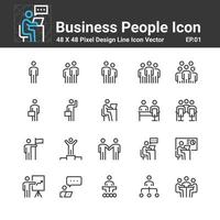 iconos de personas de negocios, símbolo de diseño perfecto conjunto simple para usar en el informe de logotipo de infografía de sitio web, ilustración de vector de icono de línea