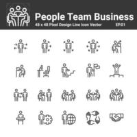 vector de equipo de grupo de trabajo de icono de personas, símbolo de multitud de persona de negocios diseño perfecto conjunto simple para usar en el informe infográfico del sitio web, ilustración de vector de línea