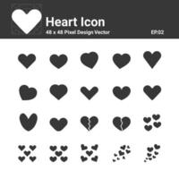 vector de iconos de corazón, símbolo de diseño perfecto conjunto simple para usar en el informe de logotipo de infografía de sitio web, ilustración de vector de icono sólido