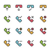 iconos de comunicación línea telefónica color vector ilustración