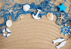 Fishing net with starfish photo