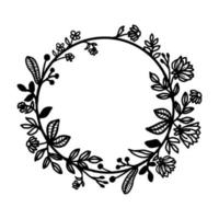 Floral circle wreath for ivite vector