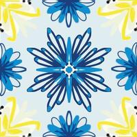 Azulejo portugal tile style blue and yellow color vector