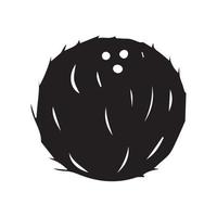 Hand drawn coconut, black doodle fruit. vector