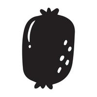 Hand drawn black doodle kiwi. vector