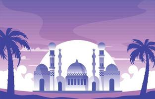 Ramadan Kareem Eid Mubarak Mosque Nature Islamic Celebration Illustration vector