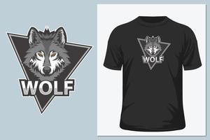 camiseta de ilustración de vector de lobo