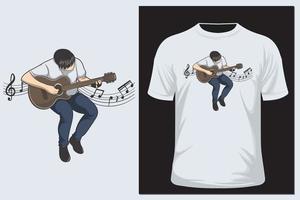 camiseta de ilustración de vector de guitarra