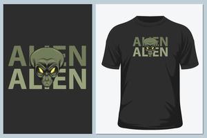 camiseta de ilustración vectorial alienígena vector