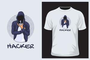 hacker vector ilustración camiseta