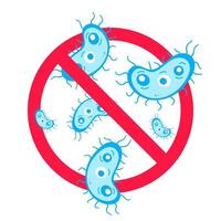 Stop viruses and bad bacterias or germs prohobition sign. vector