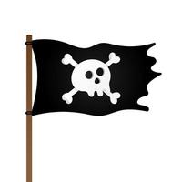 Pirate flag with Jolly Rogeras skull and crossing bones flat style vector