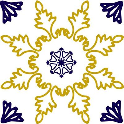 Blue and yellow azulejos tile