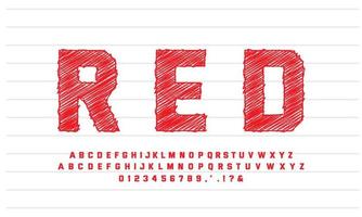 red sketch text effect or font effect style design vector