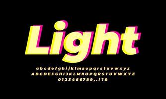 script yellow and pink light text effect or font effect vector