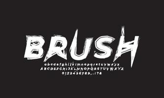 Brush font paint art black and white alphabet numbering vector design